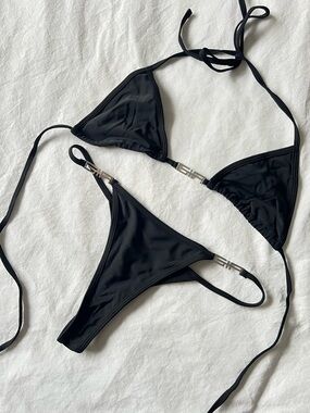 I.AM.GIA Two-Piece Black Triangle String Bikini Set XXS/XS